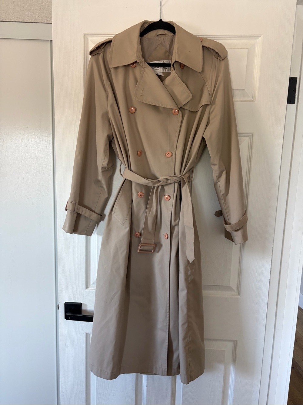 Saxton Hall Long Double-Breasted Trench Coat